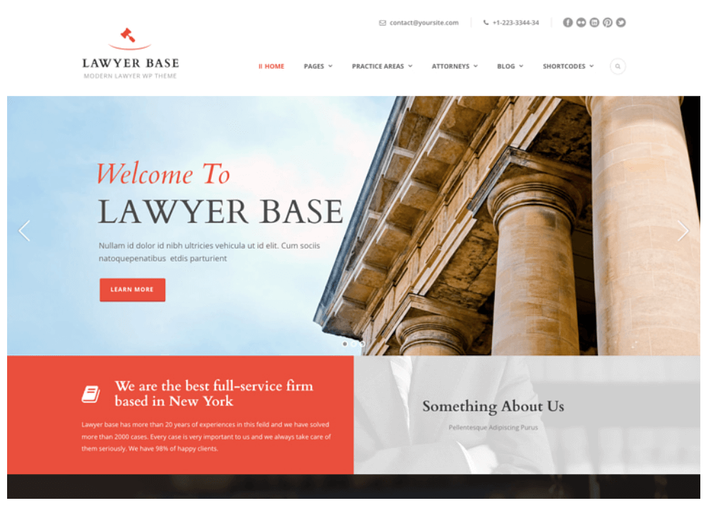 website with a custom law theme