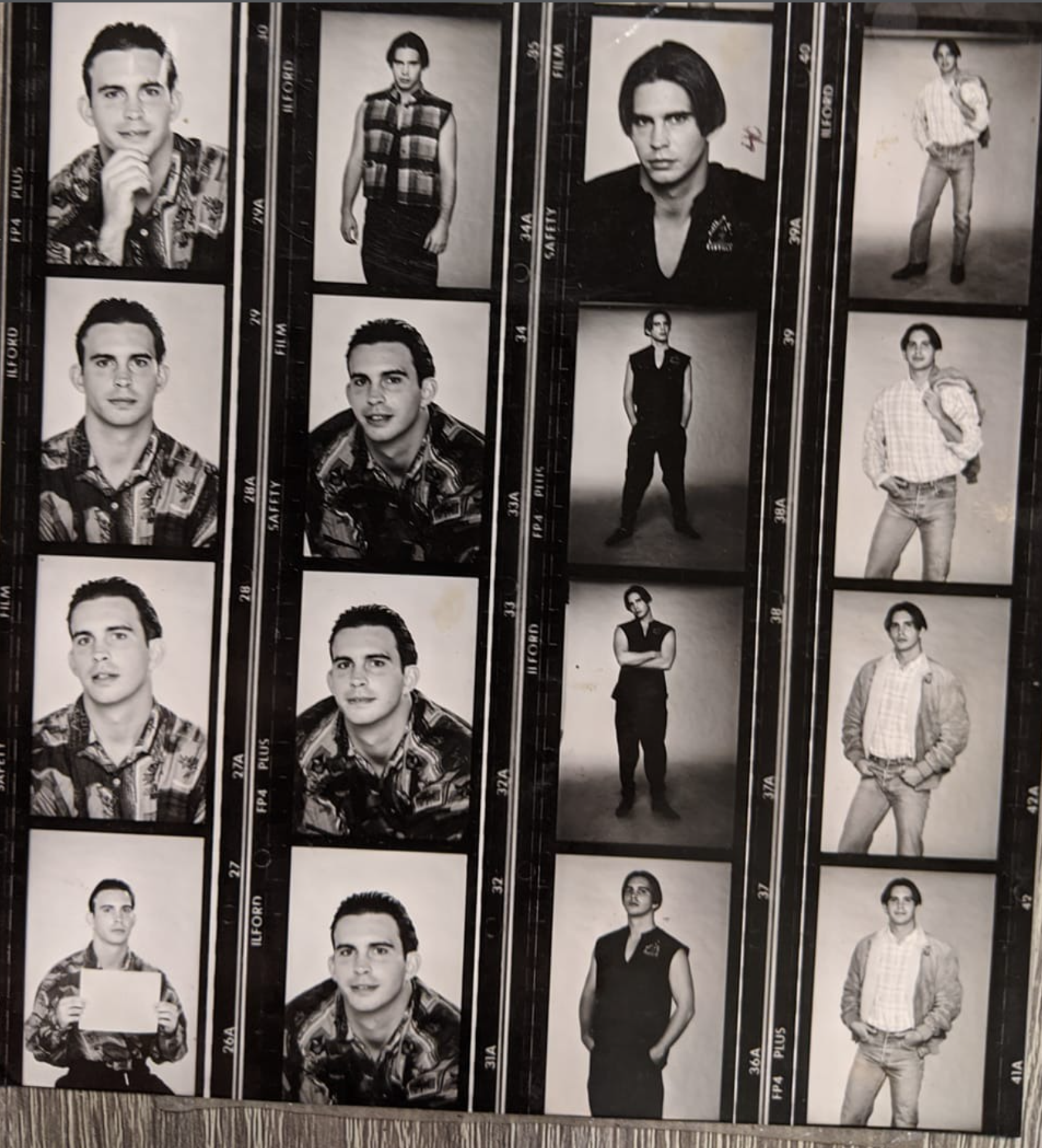 Bill Scott Ford modeling contact sheet from before his digital marketing career